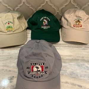 Four USGA Member US Open 
Golf Hats with  Adjustable Caps pre-Owned Golf Hat